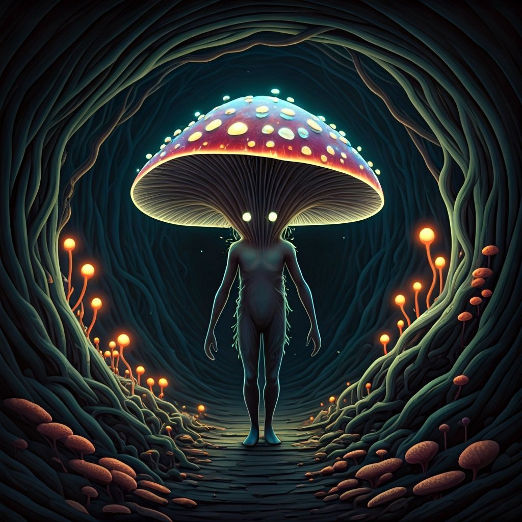 Luminous Myconoid Guide with Bioluminescent Cap