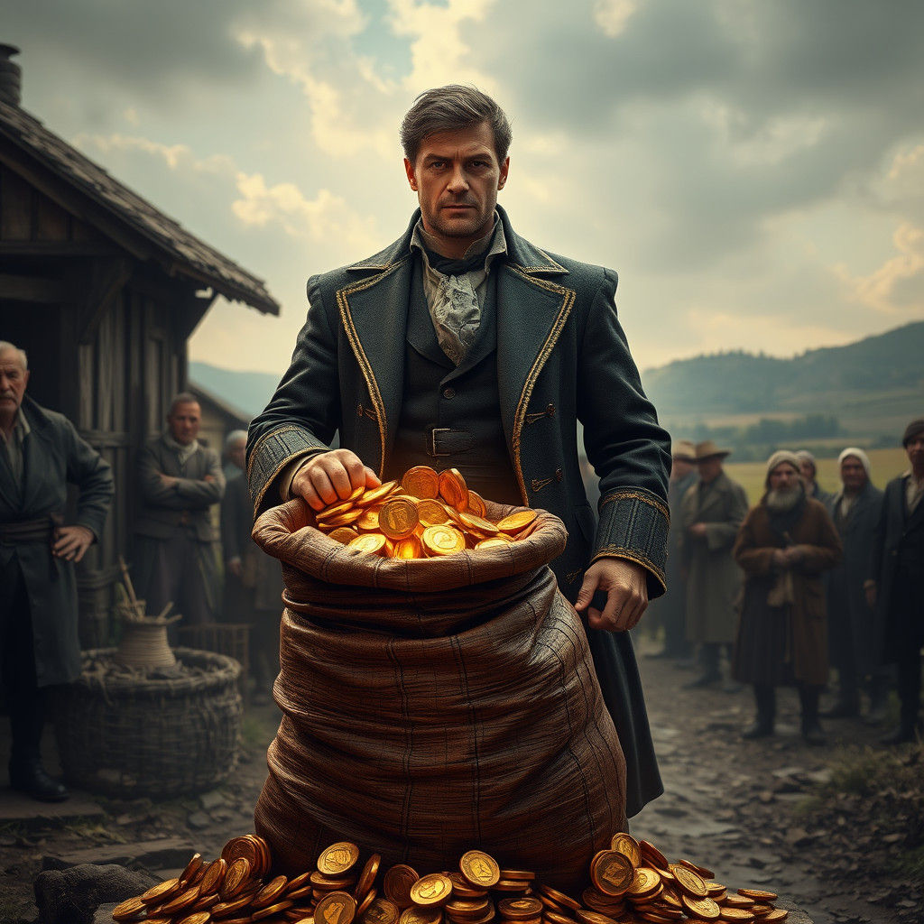 Victorian Politician Guarding Gold, Fantasy Art