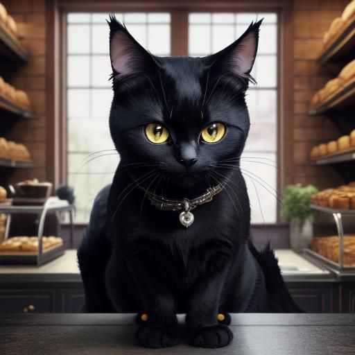 Jiji the Cat in Bakery, Studio Ghibli Style