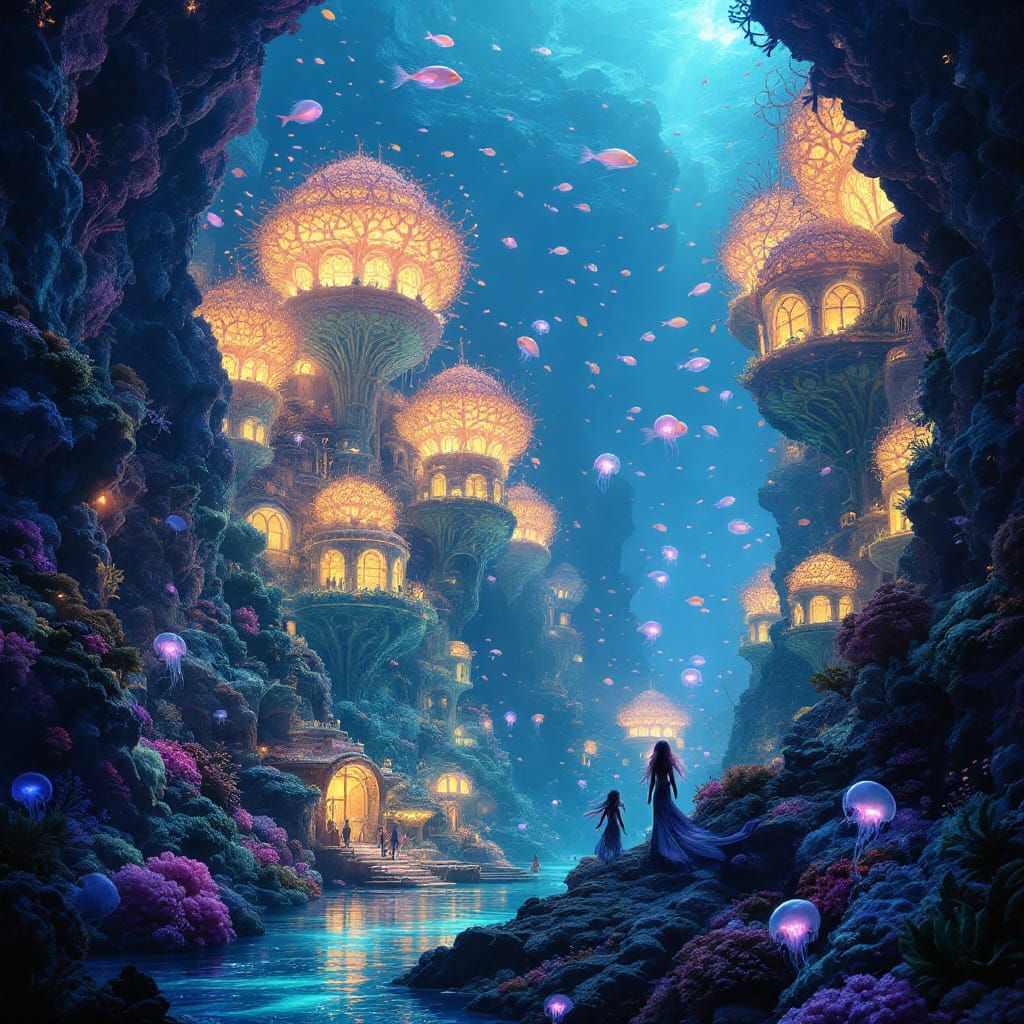Surreal Underwater City in Ancient Coral Reef