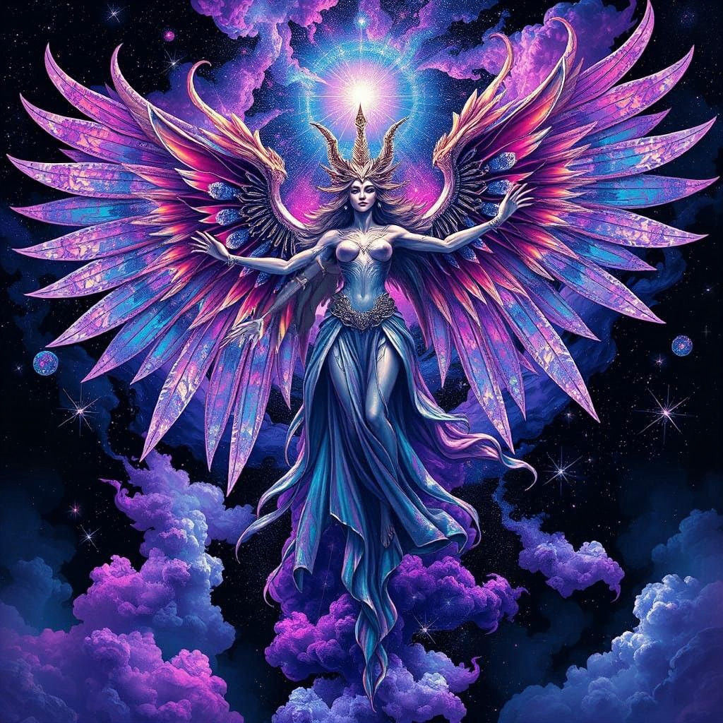 Celestial Goddess Unfurls in Vibrant Galaxy