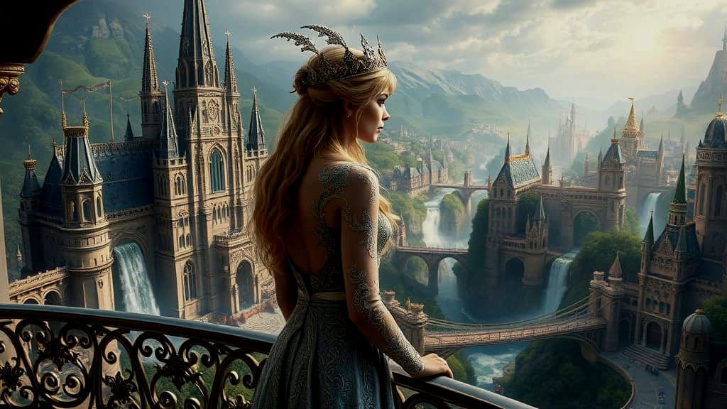 Elf Princess Overlooking Her City: Digital Art