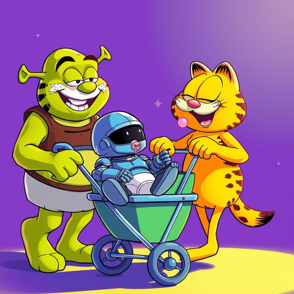 Shrek and Garfield in 90s Cartoon Style Give Robocop a Joyri...