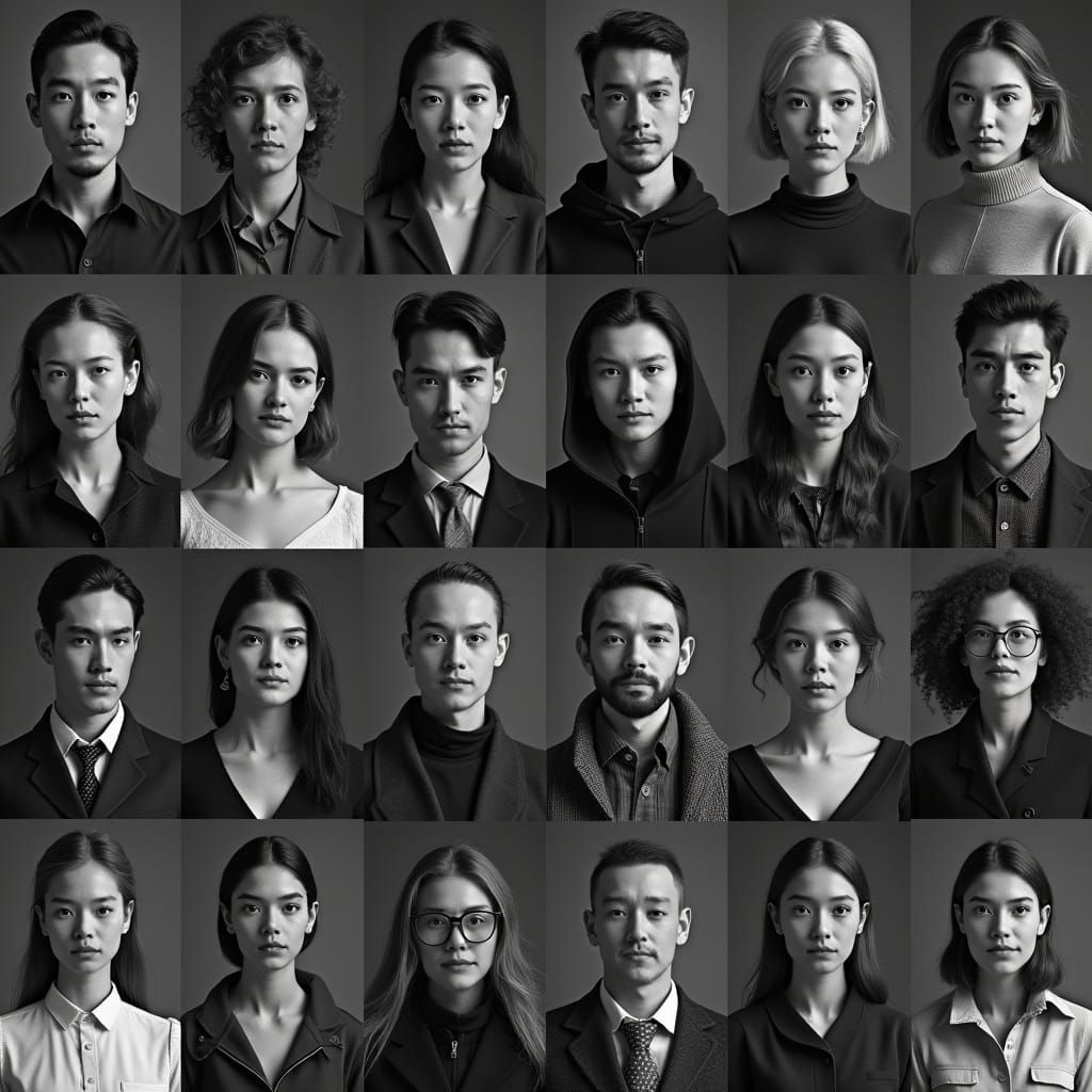 Diverse Individuals: Black and White Portrait Photography