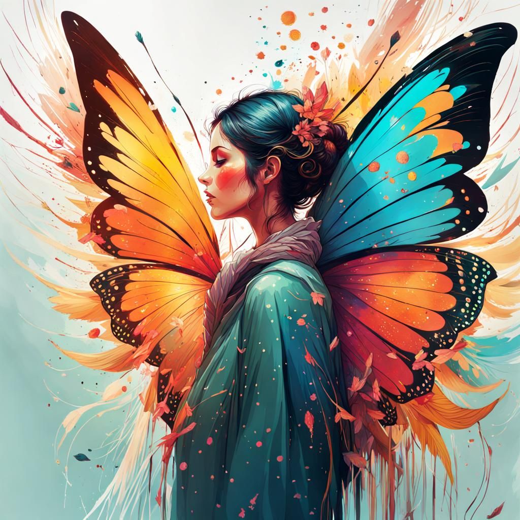 Butterfly Wings Bursting into Gulal Powder