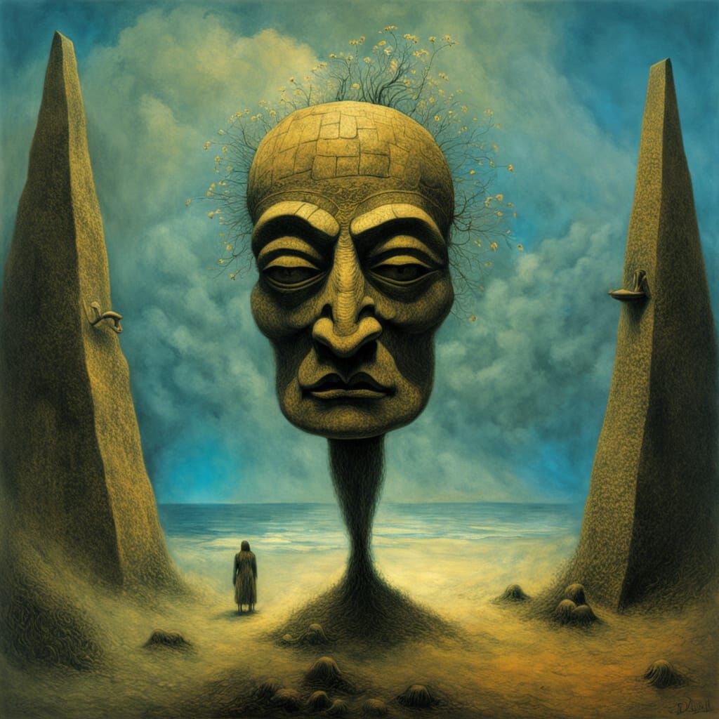 Surrealist Masterpiece Inspired by Tiki and Zdzislaw Beksins...