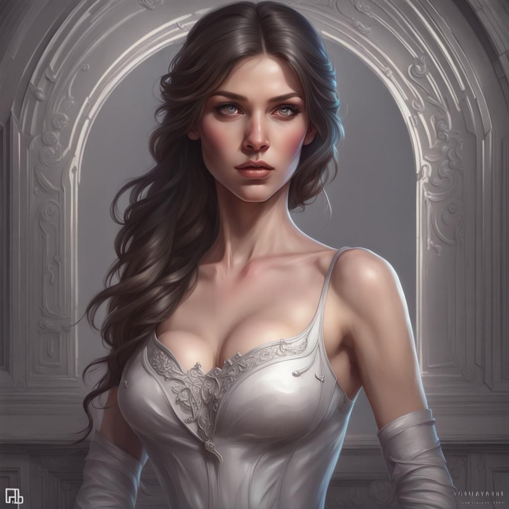 Brunette Noble Lady Portrait in Dynamic Lighting