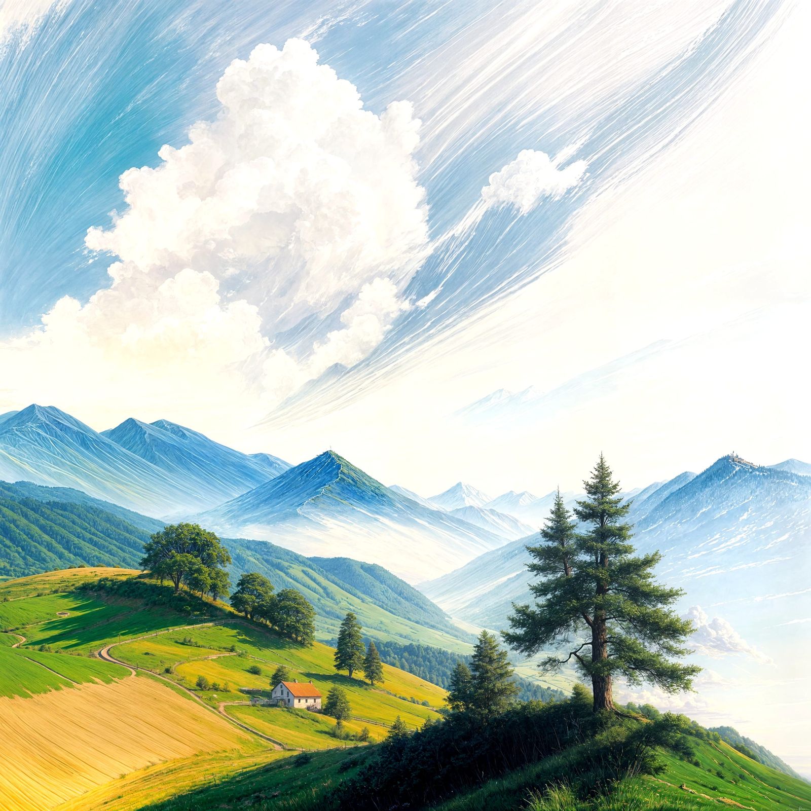 Expressive Brushstroke Landscape Painting