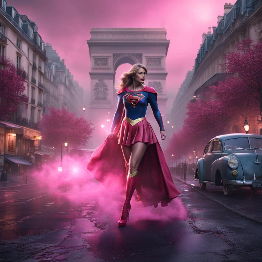 Supergirl in Paris: Detailed Matte Painting