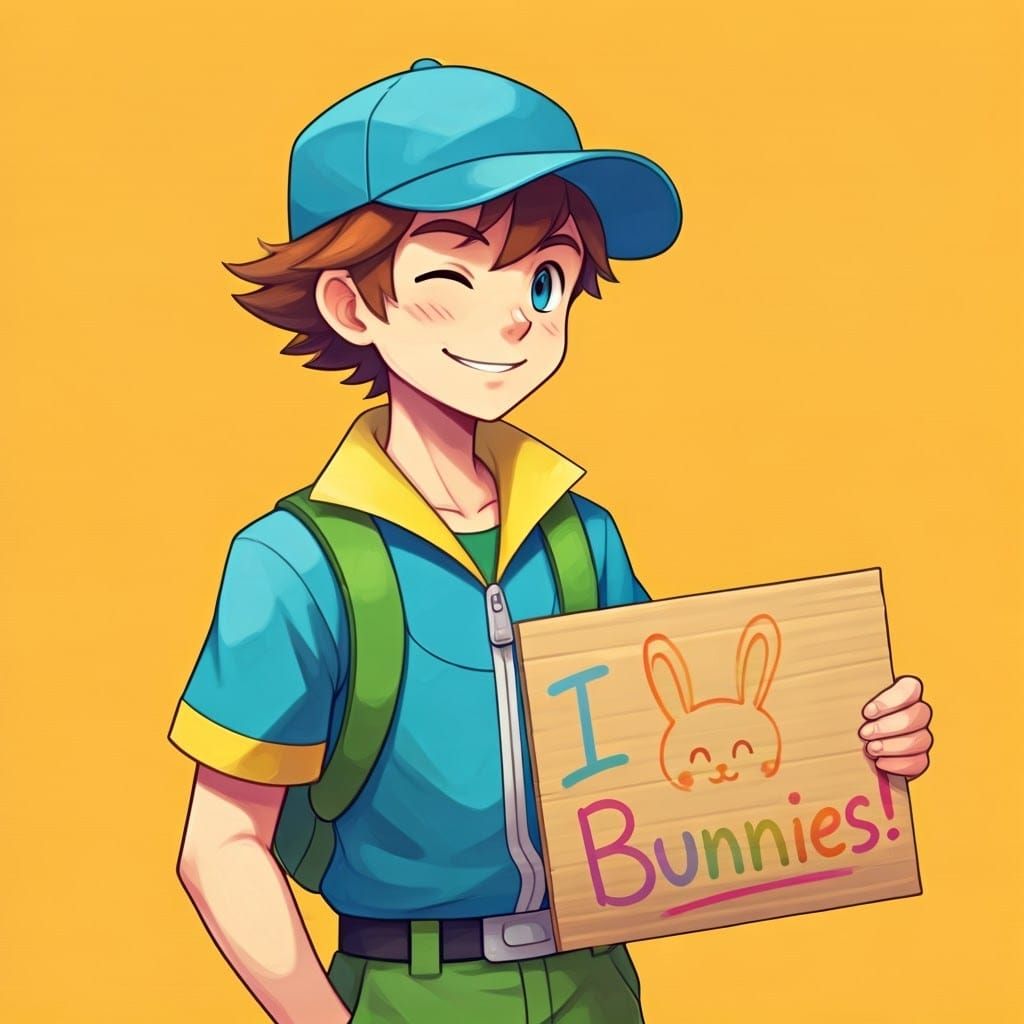 Joyful Pokémon Trainer with a Love for Bunnies
