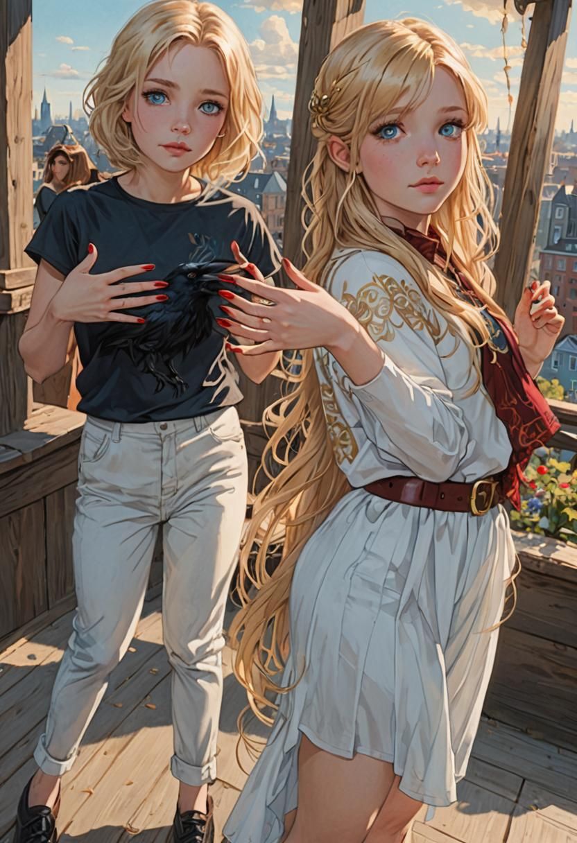 Anime Girls with Dynamic Lighting and Vibrant Colors