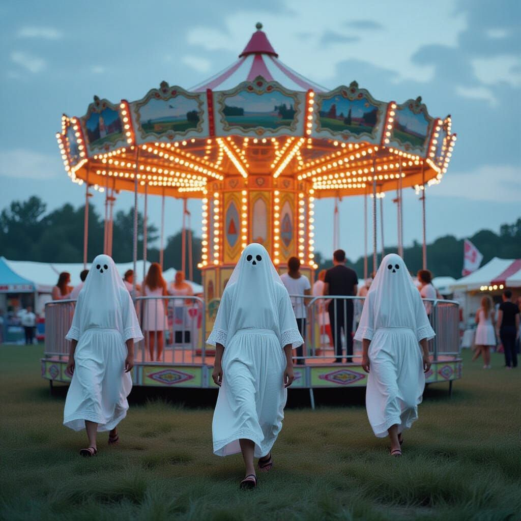 Ghostly Summer Carnival Captured in Cinematic Film Still