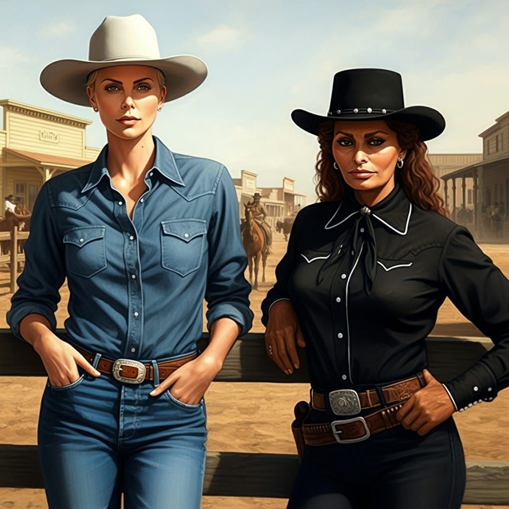 Charlize Theron and Sophia Loren in Western Portrait