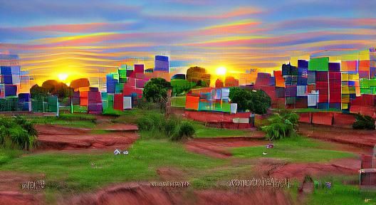 Cubist Sunset Over Paraguay Landscape