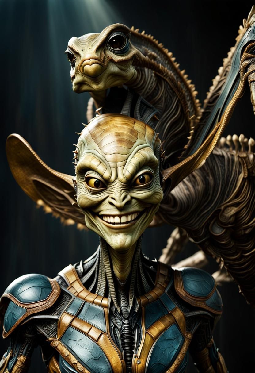 Photorealistic Aliens in Subdued Eldritch Lighting