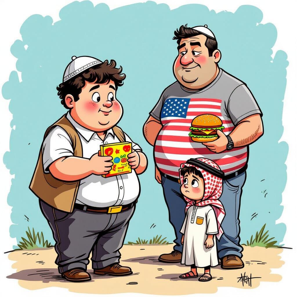 Satirical Caricature of Cultural Conflict