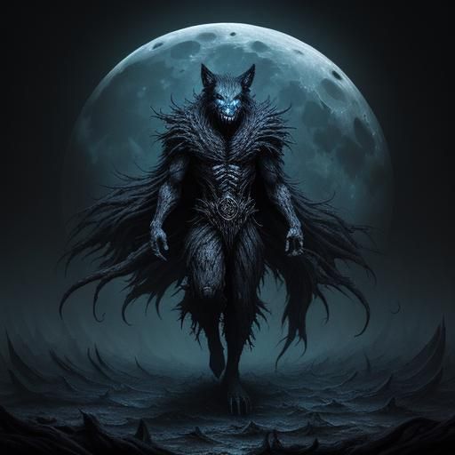 Werewolf Transformation in Dark Surrealist Style