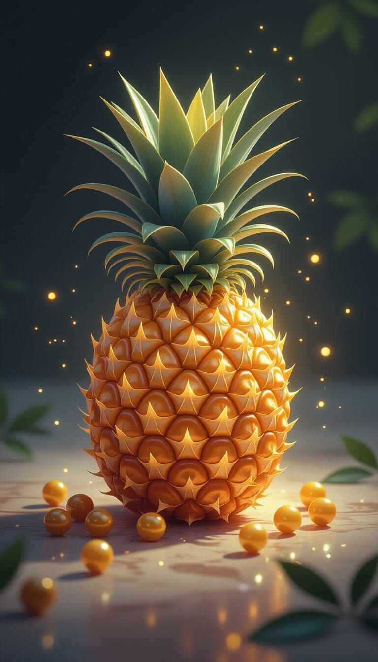 Golden Berries Transform into Pineapple, Surreal Magical Rea...