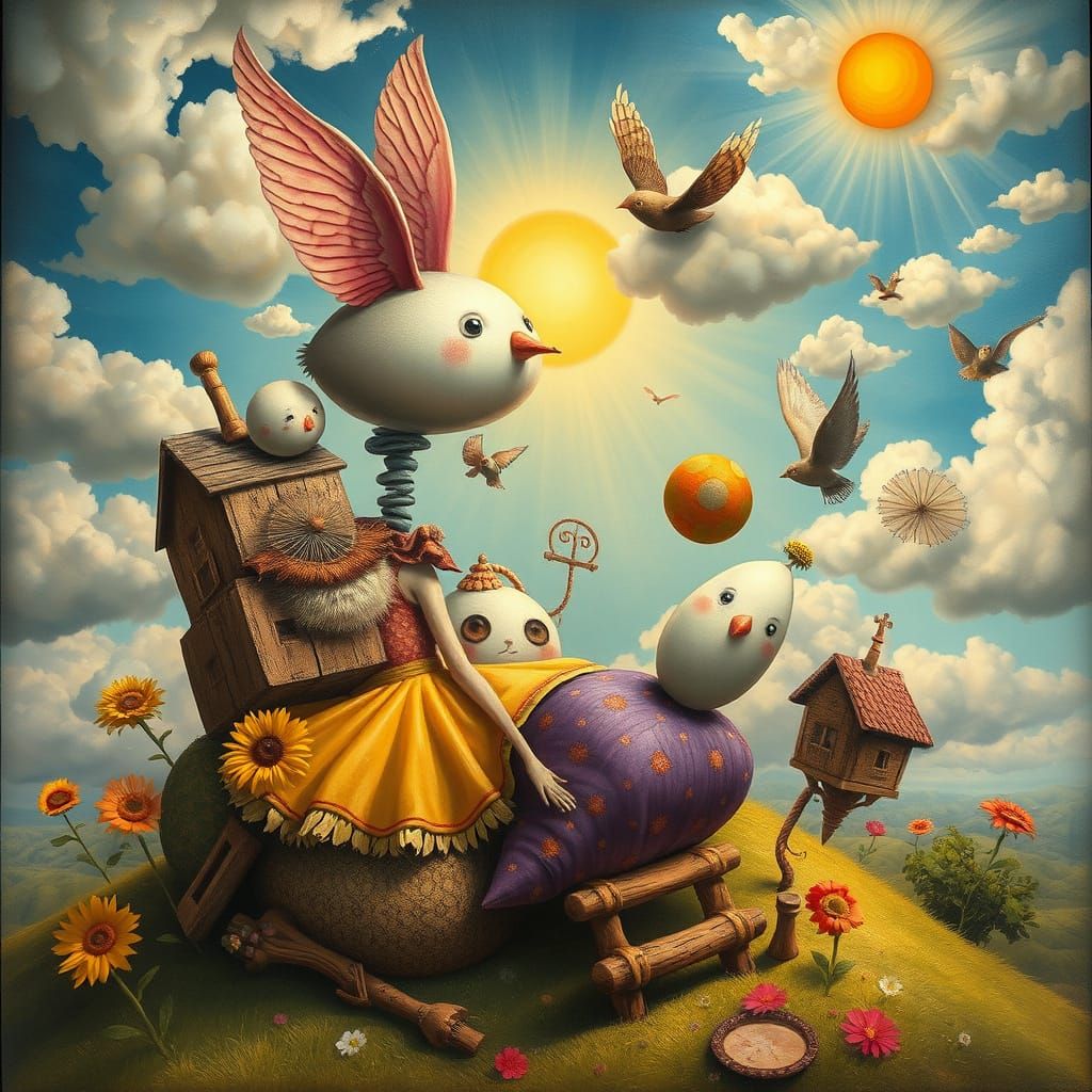 Surreal Whimsical Composition in Eclectic Colors