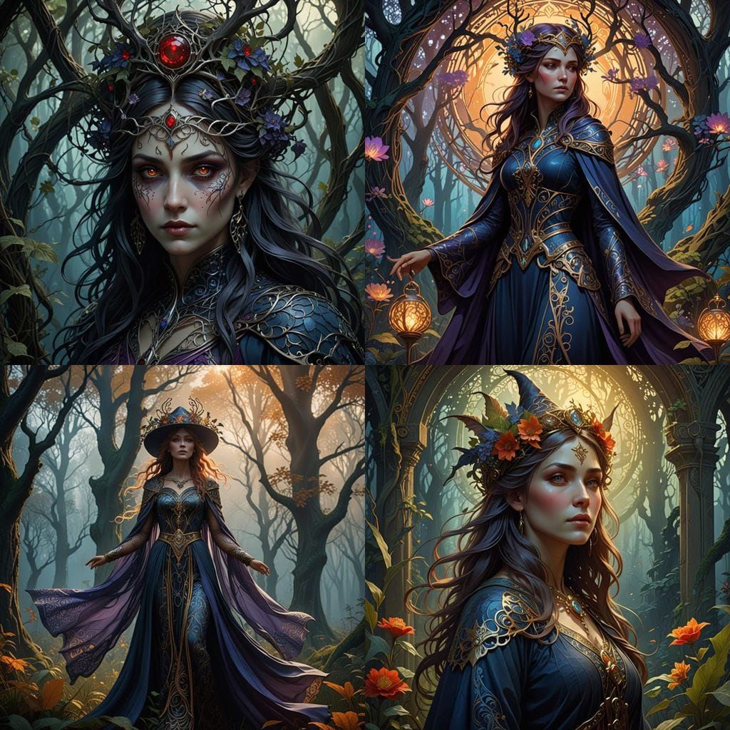 Surreal Goddess in Art Nouveau Style