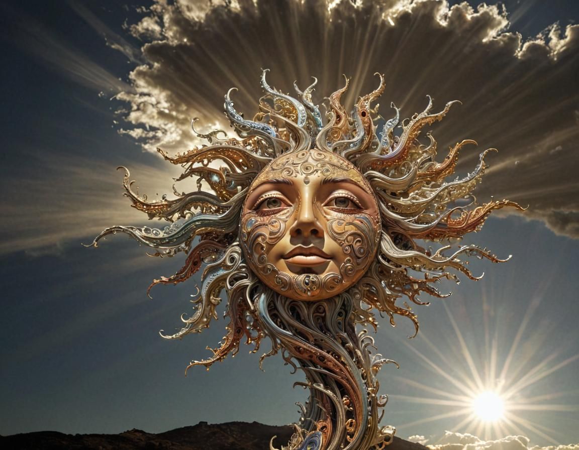 Intricate Photorealistic Sun Face Ethereal Masterpiece
