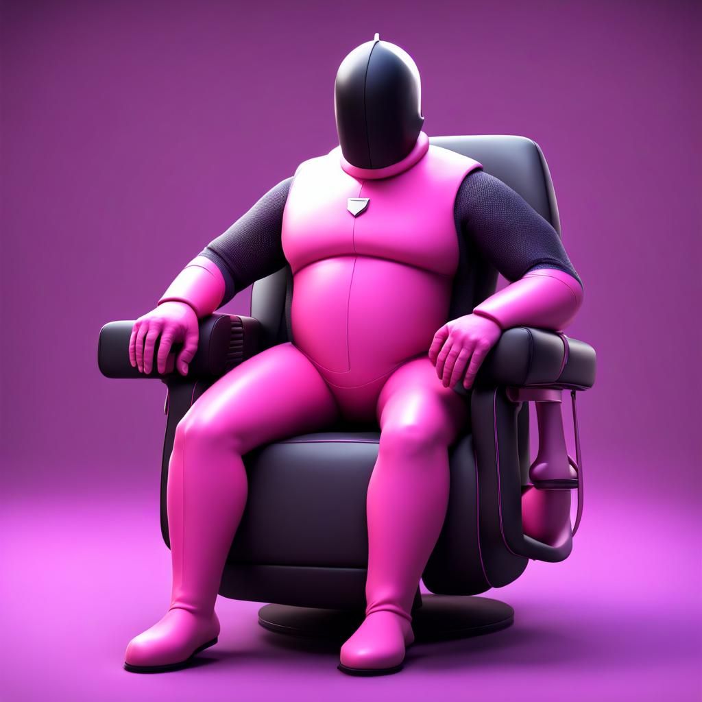 Chubby Man in Pink Morphsuit, 3D Digital Art