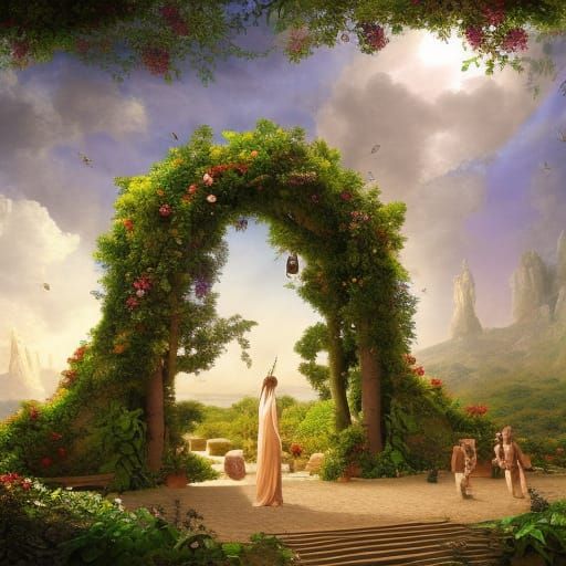 Garden of Eden With Adam and Eve