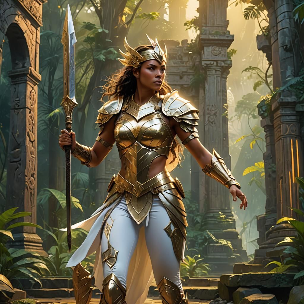 Warrior Queen in Jungle Arena, Cinematic Lighting