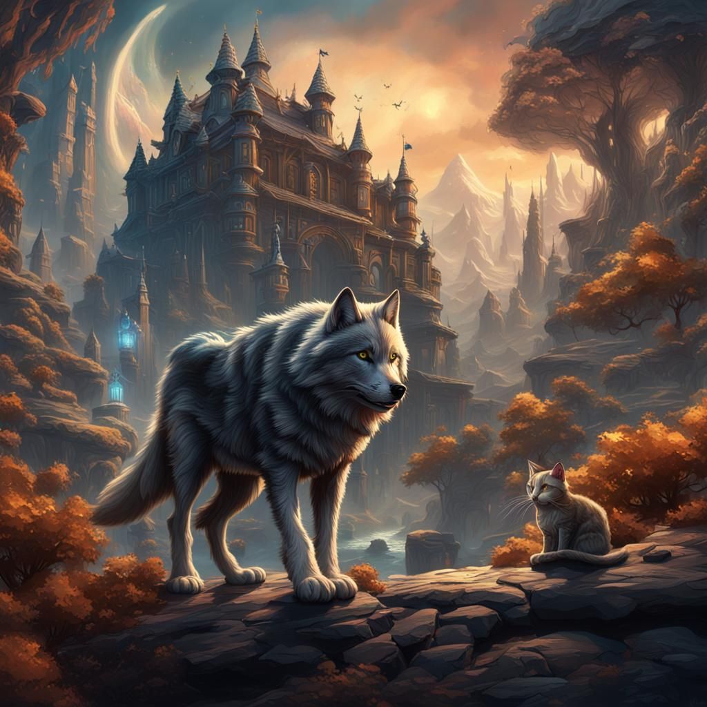 Wolf and Cat Adventure: Fantasy Concept Art