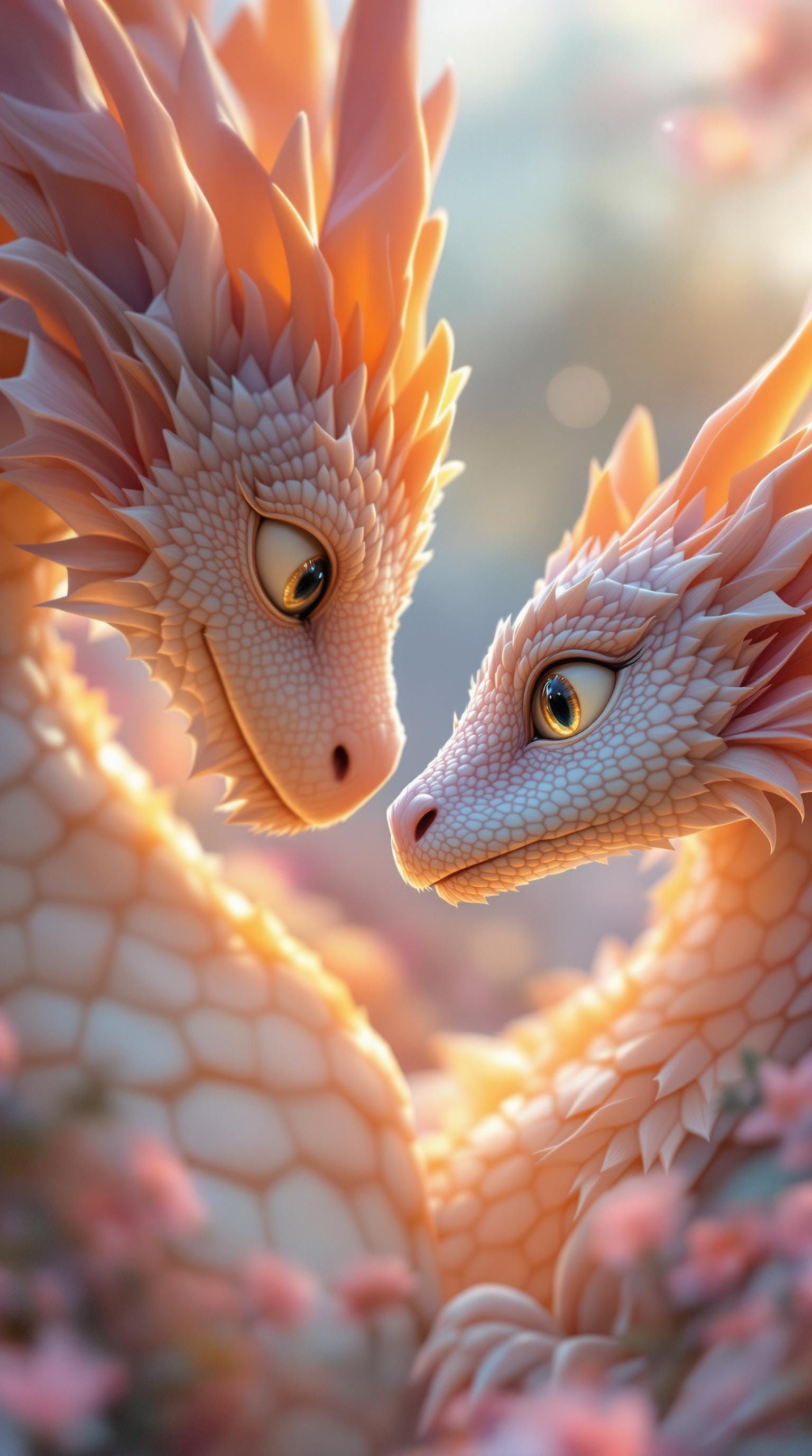 Girl Admires Pet Dragon in Soft Pastel Dawn Light