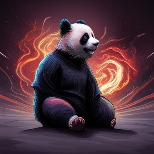 Hyperrealistic Panda Man Portrait in Splash Art Style