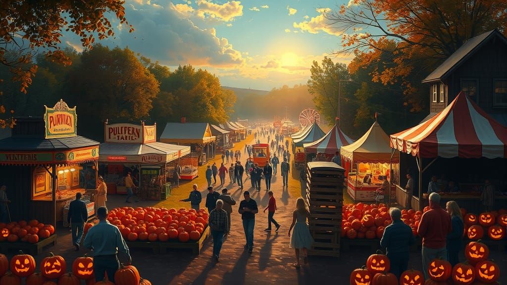 Halloween Harvest Festival Fair in Luminous Impressionistic ...