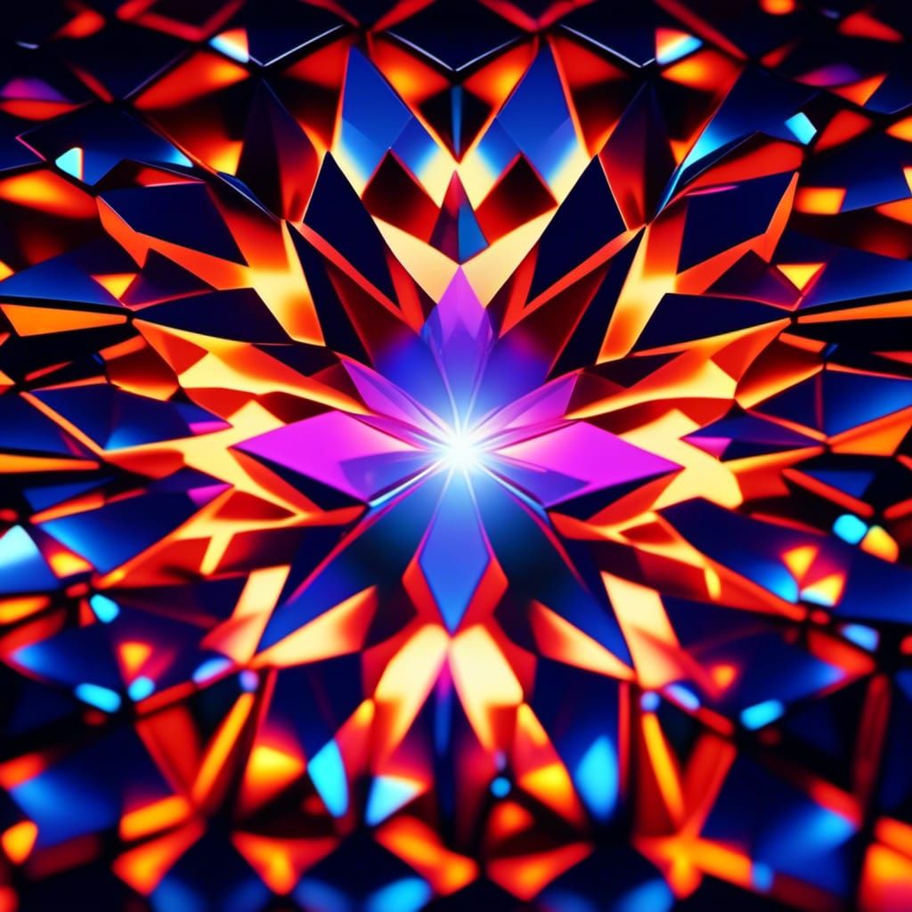 Glowing Octagonal Gem of Neon Triangles