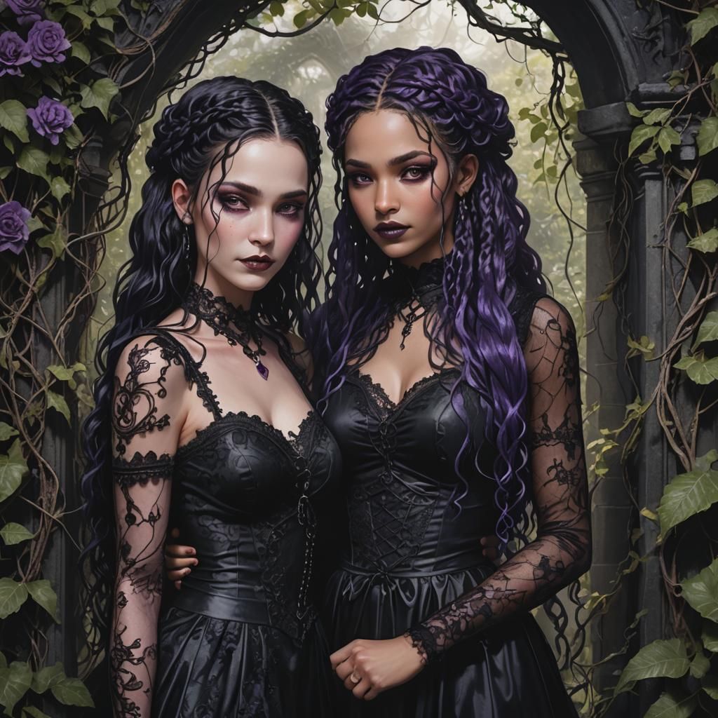 Gothic Fantasy Friends in Moody Lighting