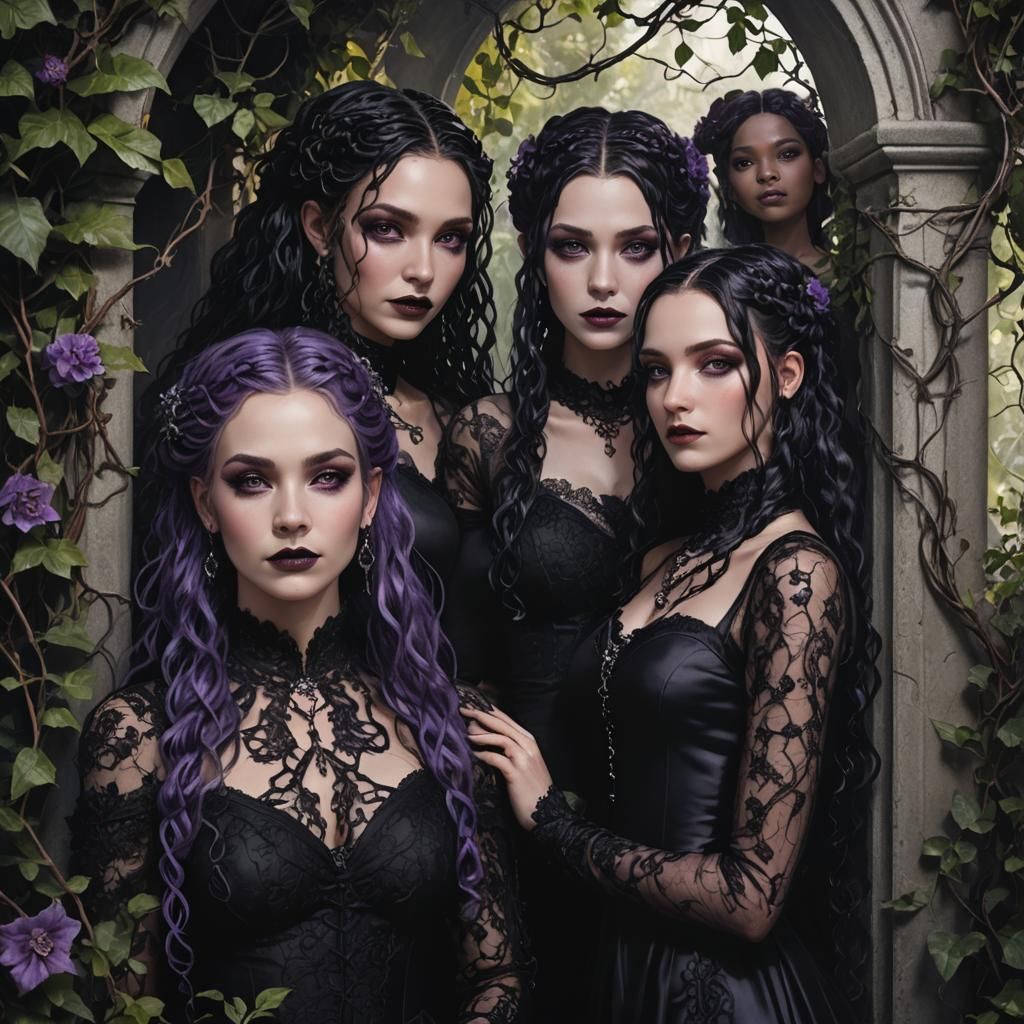 Gothic Fantasy: Women in Shadowy Alcove
