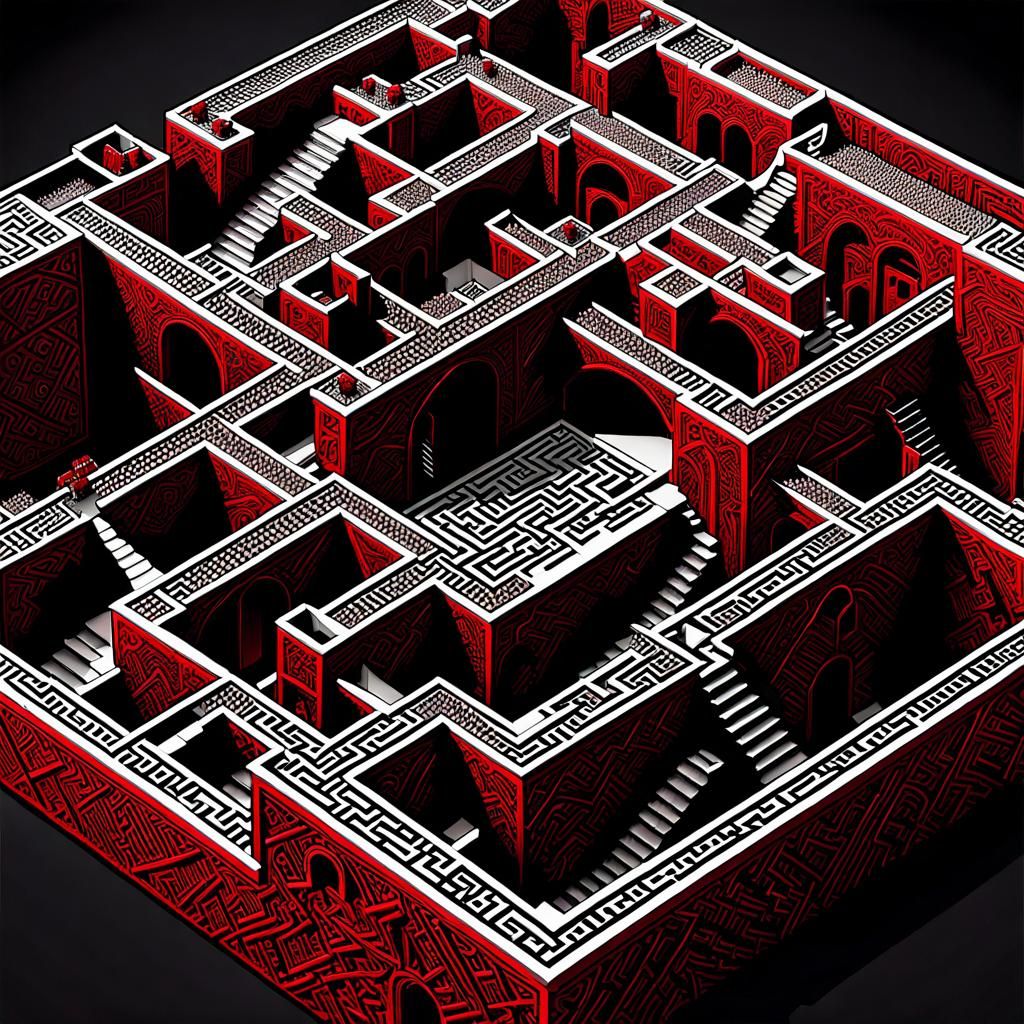 Isometric Maze with Treasure, Hyperdetailed