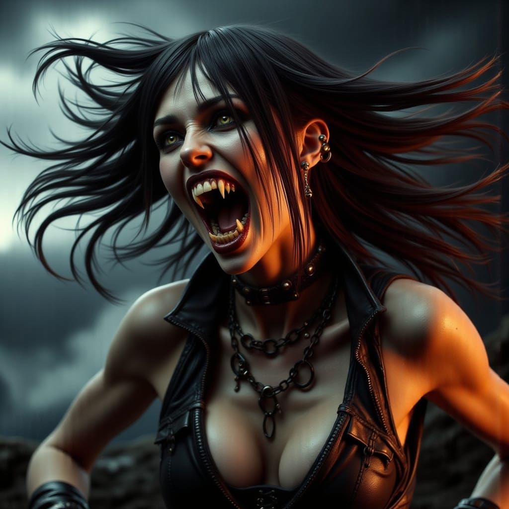 Gothic Vampire in Midnight Atmosphere