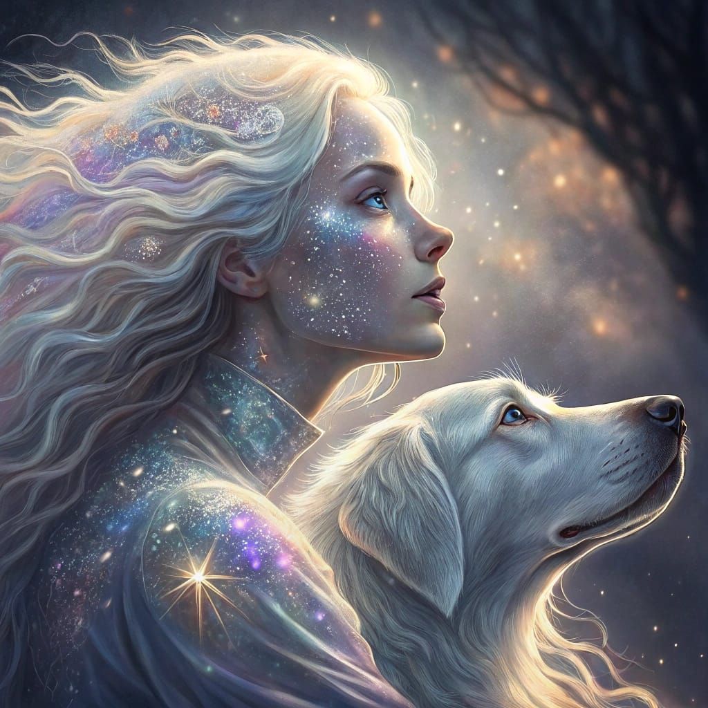 Ethereal Goddess in Iridescent Aura