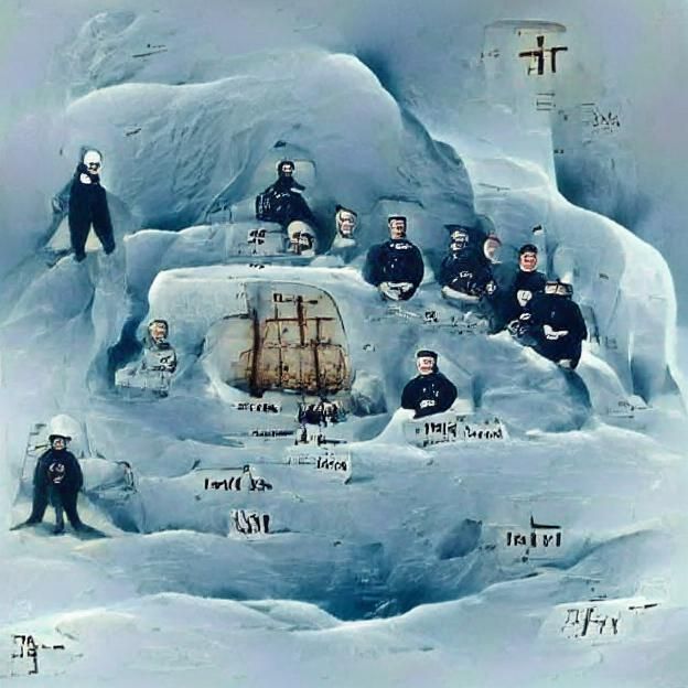 HMS Terror Sailing Ship on a Dark Sea