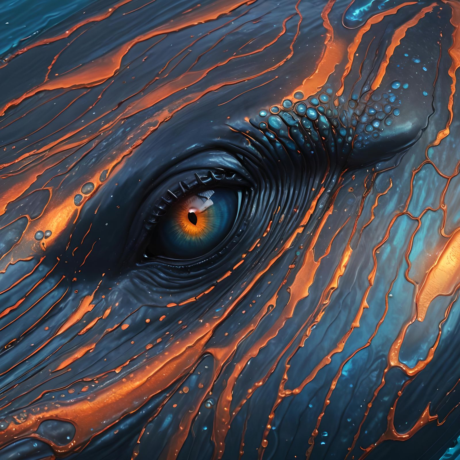Detailed Painting of a Humpback Whale Eye