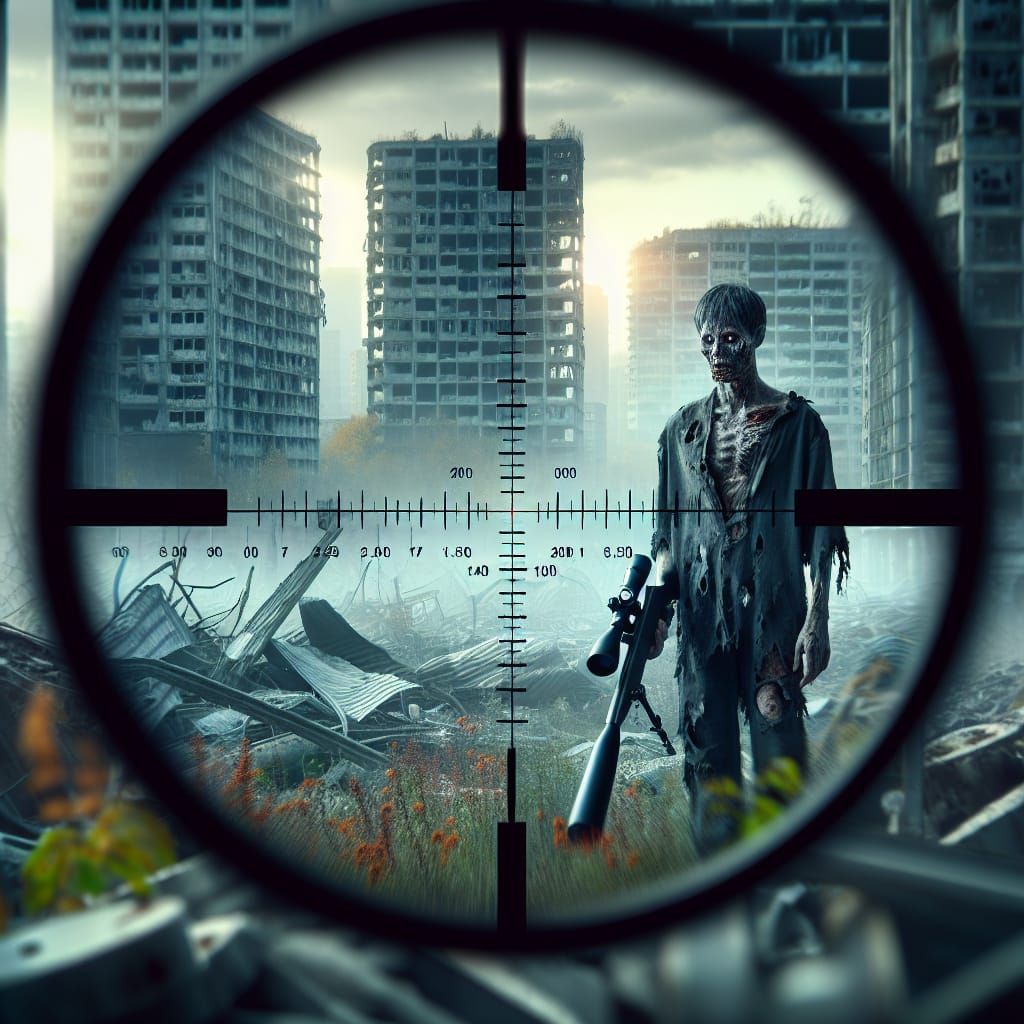 Zombie Portrait in Post-Apocalyptic Cityscape