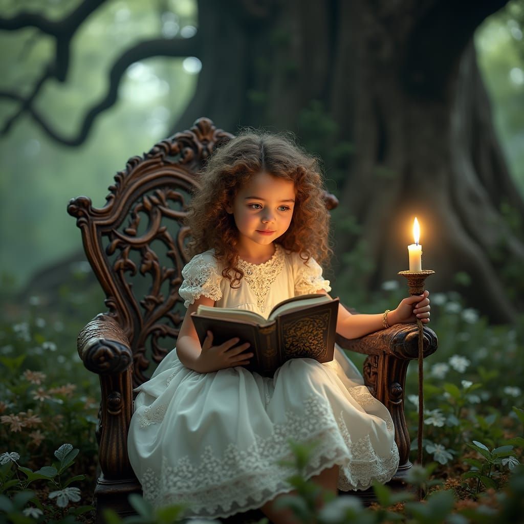 Enchanted Forest: Girl Reading by Candlelight
