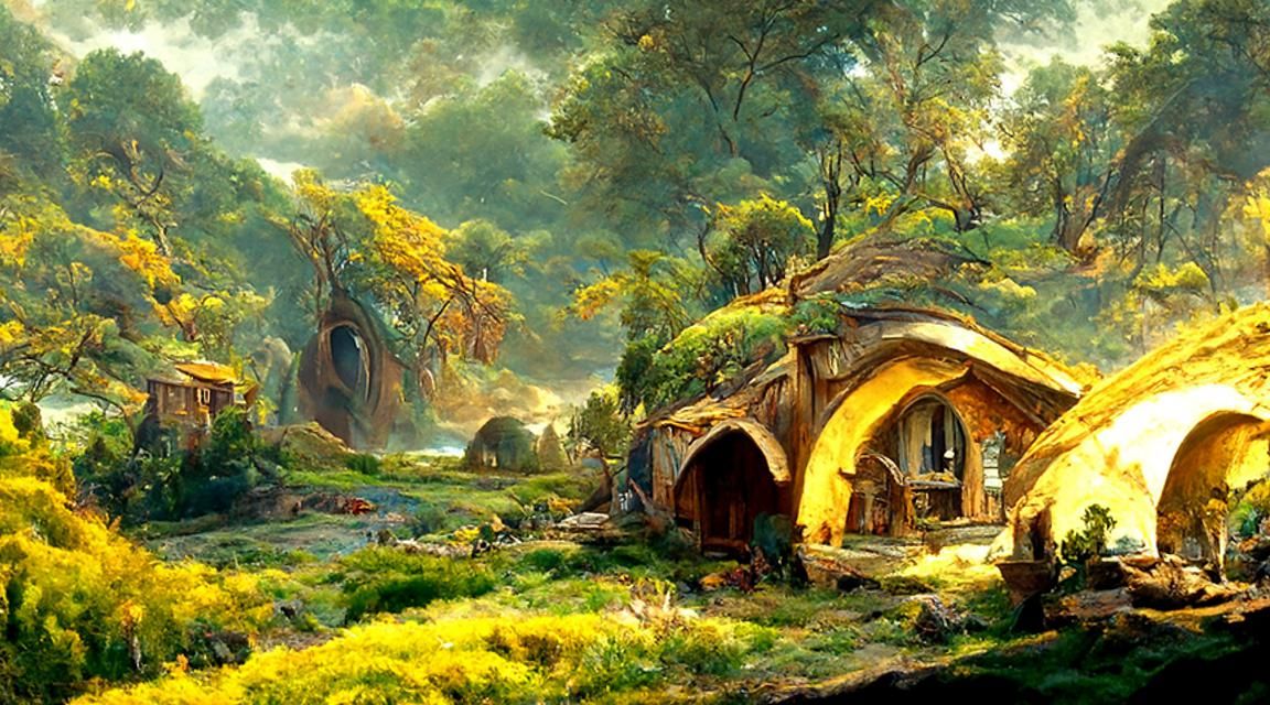 Hobbiton, The Shire: An Oil Painting Masterpiece