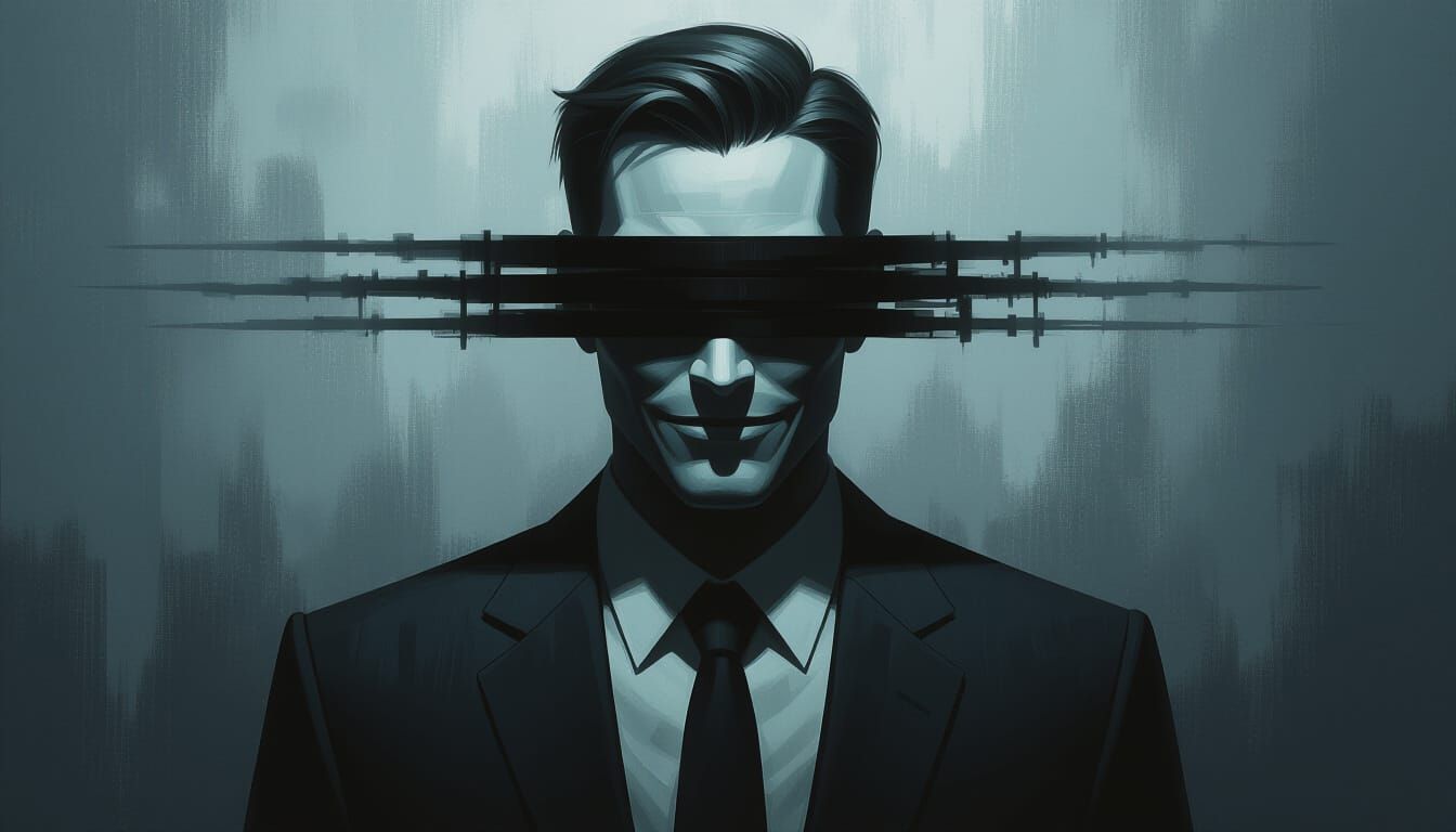 Figure Behind Invisible Mask in Dark Cinematic Style