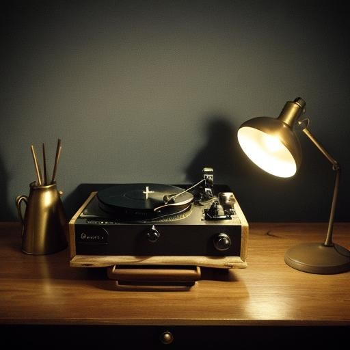 Vintage Record Player in Film Noir Style