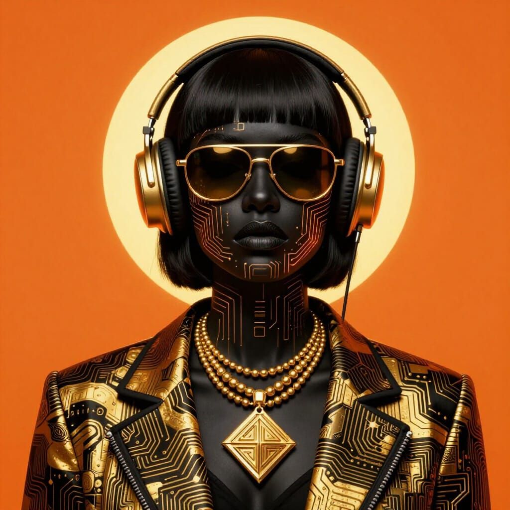 Afrofuturist Propaganda Poster with Digital Art Style