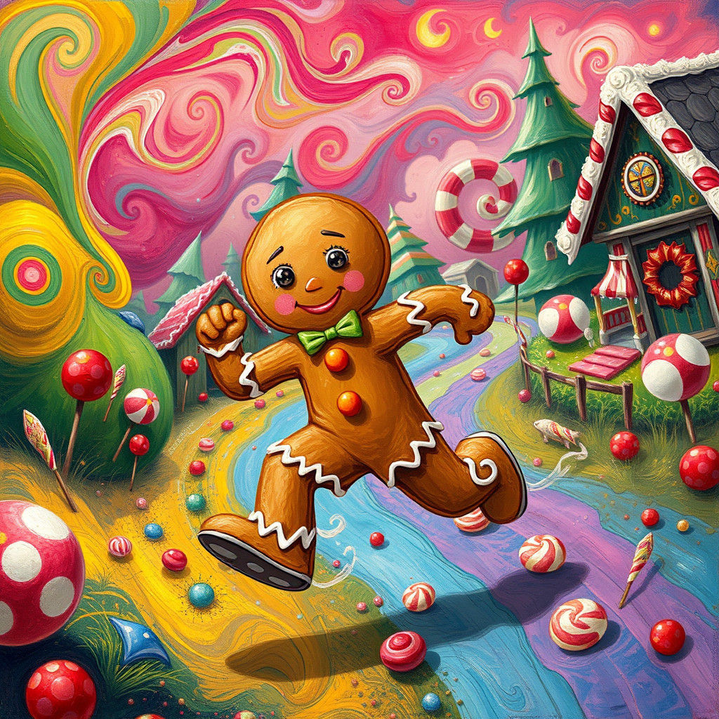 Gingerbread Man's Candyland Sprint in Whimsical Style