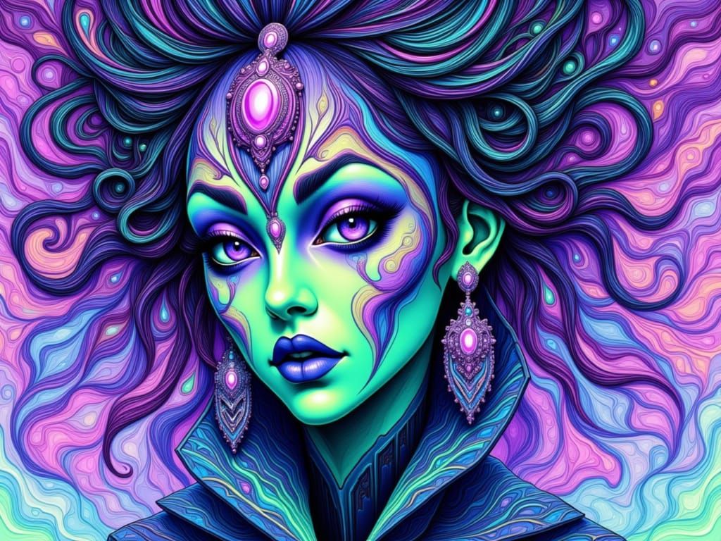 Futuristic Gothic Princess in Neon Colors
