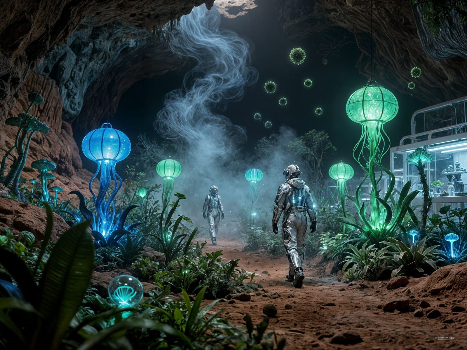 Subterranean Mars Biolab With Alien Flora