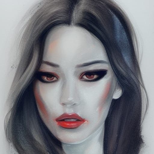 Eye-Headed Woman: Hyperdetailed Portrait in Triadic Colors